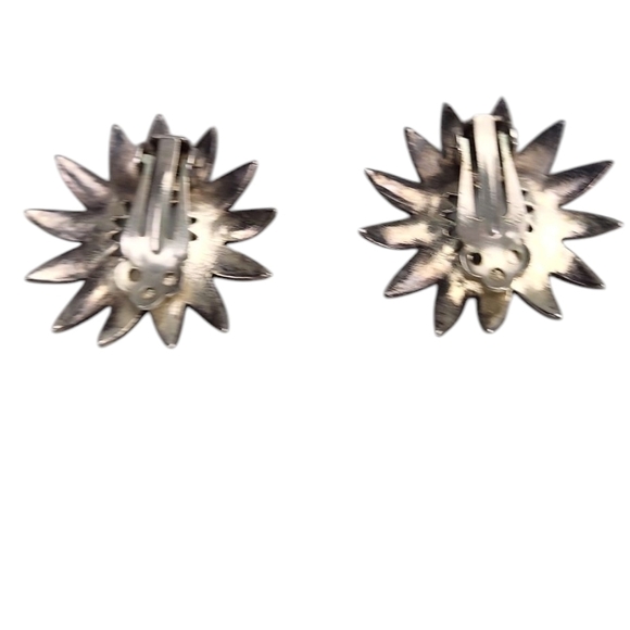 1920s Sterling Silver Marcasite Clip On Earrings - Picture 4 of 4